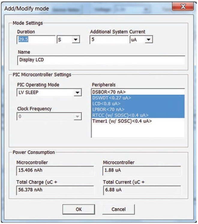 Obr. 2  Editace provozního režimu v Battery Life Estimator